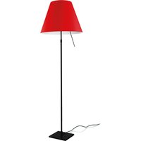 Luceplan Costanza Terra Teleskop mit Touchdimmer, schwarz Schirm: johannisbeerrot von Luceplan