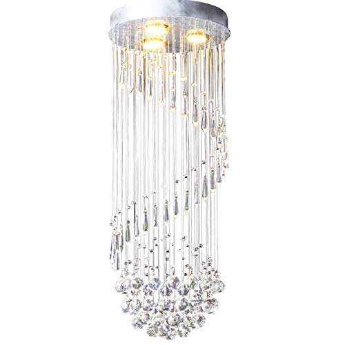 Lucesart Spiralförmige Kristall Hängeleuchte, Deckenlampe Deckenleuchte Kronleuchter für Wohnzimmer, aktuell Design Ø30cmx80cm(H) 3xGU10 Fassungen von Lucesart