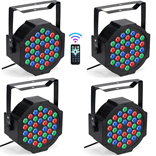 4 Stücke LED Par Strahler,36 LED Bühnenlicht 36W Discolicht Partylicht RGB Digital Multiplex512 mit Fernbedienung Scheinwerfer für KTV Stage Show DJ Party Weihnachten von Lucfulyear