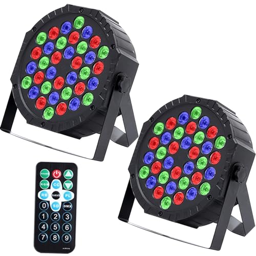 Lucfulyear LED Par Licht 36 LED Bühnenlicht Discolicht Partylicht RGB Digital Multiplex512 mit Fernbedienung, LED Strahler mit 7 Lichtmodi DJ Licht für Party Bar Stage Weihnachten,Wedding(2 pcs) von Lucfulyear