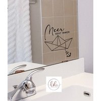Spiegelaufkleber „Meer Geht Immer" Sticker Decal Wandsticker Spruch Eingangsbereich Wandtattoo Zitat Badezimmer Aufkleber Spiegel Küstenkind von Luchanodesign