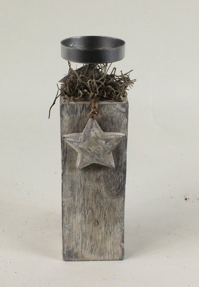 Lucht Kerzenständer Holz-Stern-Kerzenständer grau 19,5 cm von Lucht von Lucht