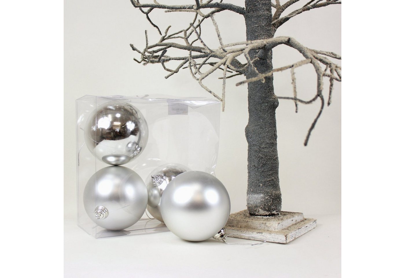 Lucht Weihnachtsbaumkugel Weihnachtskugeln 12 cm silber 4 Stück in der Box von Lucht