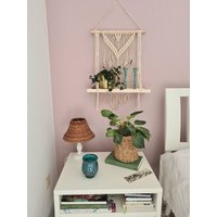 Makramee Wandbehang Inkl. Regal Macrame Makrame Tablett Wanddekoration Wandregal von LuciForPlants