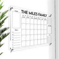 Großer Acryl Monatsplaner | Trocken Abwischbarer Kalender Familienplaner Whiteboard Personalisierter Persönliches Logo-Zeichen Gold Text von LucidWallArts