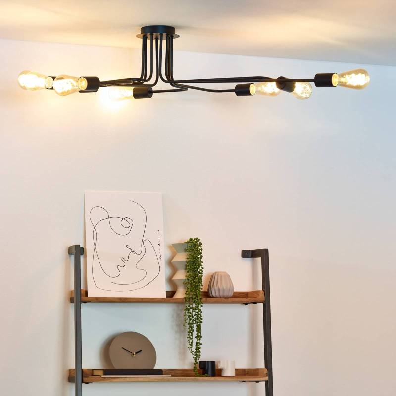 Achtflammige Deckenleuchte Lester, schwarz Achtflammige Deckenleuchte Lester, schwarz von Lucide