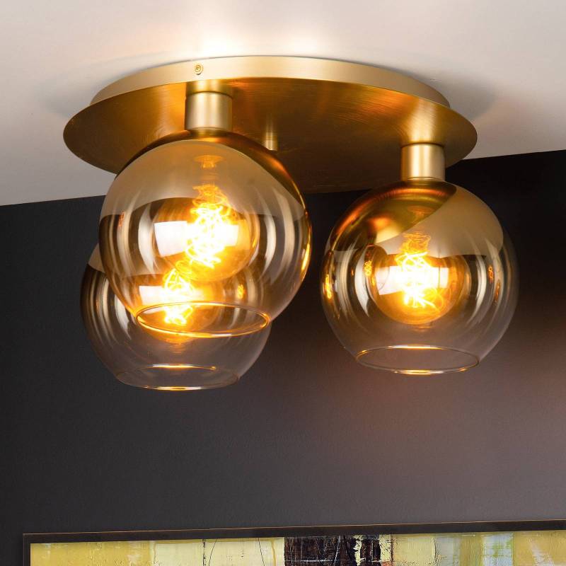 Deckenleuchte Marius, gold, Ø 50 cm, Glas, 3-flammig von Lucide