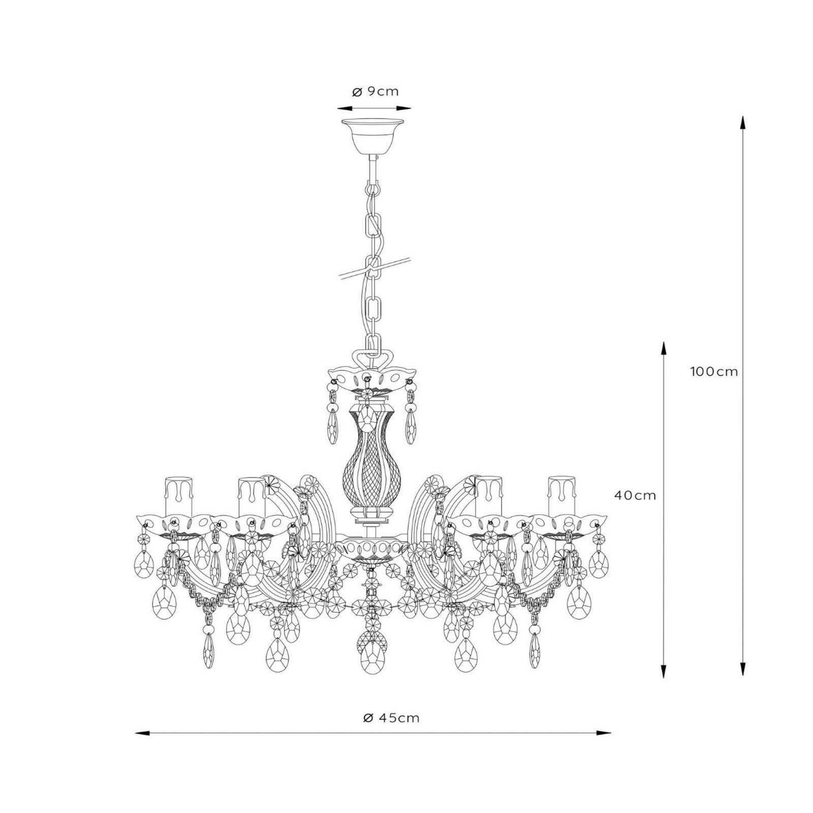 Edel wirkender Kronleuchter Arabesque, transp. von Lucide