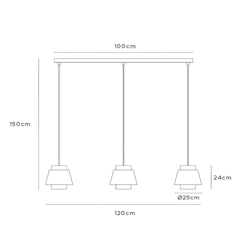 Hängeleuchte Tribute, 3-flammig, linear, Textil, beige von Lucide