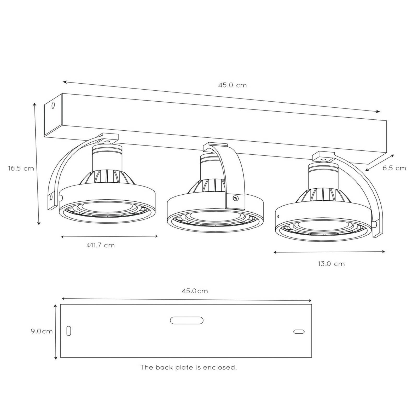 LED-Deckenstrahler Dorian dreiflammig, dim to warm von Lucide