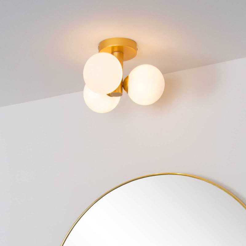 Bad-Deckenleuchte Trudy, 3-flammig, gold matt/opal Bad-Deckenleuchte Trudy, 3-flammig, gold matt/opal von Lucide