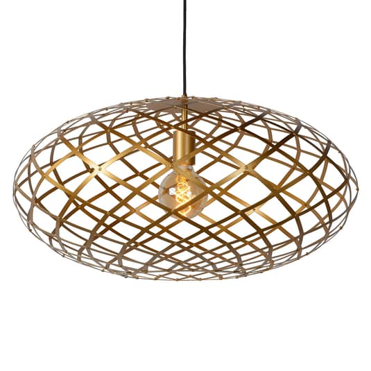 Lucide Hängeleuchte Hängeleuchte Lampe Leuchte Wolfram Schirm Oval 65 Cm Gold B-Ware von Lucide