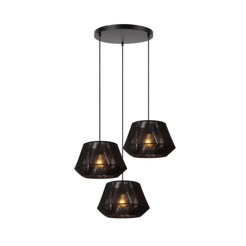 Lucide Hängeleuchte Jessica 3 Flammig Schwarz ø 30 Cm Baumwolle Deckenlampe B-Ware von Lucide