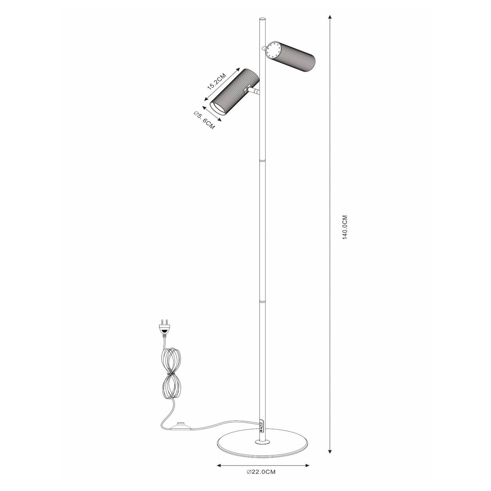 Stehlampe Clubs, Kopf dreh- und schwenkbar, weiß von Lucide