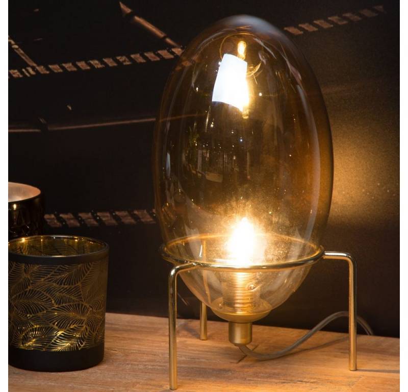 Lucide Tischleuchte Tischleuchte Bellister aus Glas in Gold G9 von Lucide