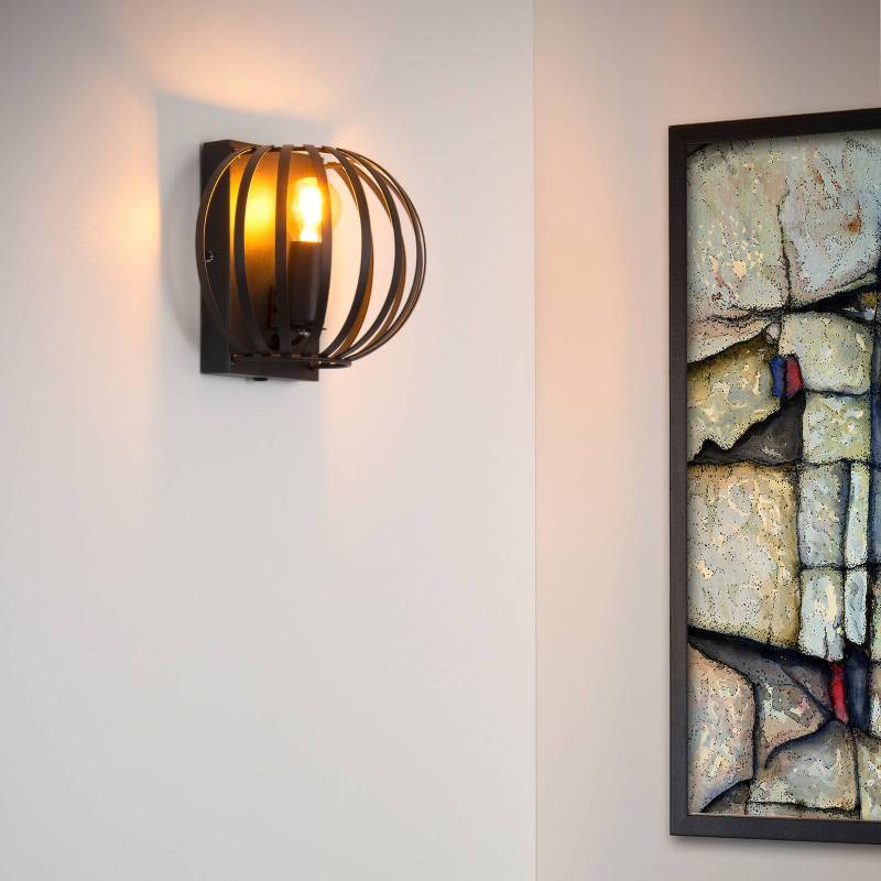 Wandleuchte Manuela mit Käfigschirm, schwarz Wandleuchte Manuela mit Käfigschirm, schwarz von Lucide