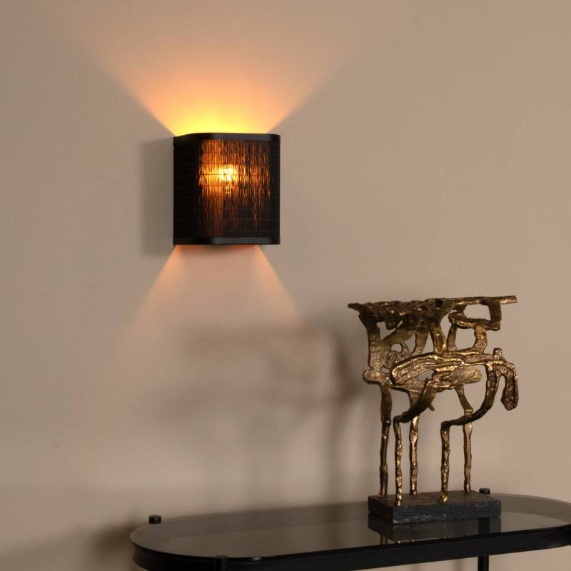 Wandleuchte Tagalog aus Rattan, schwarz/natur von Lucide