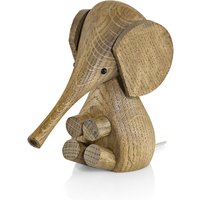 Lucie Kaas - Gunnar Flørning Baby Elefant Holzfigur, H 11 cm / Eiche geräuchert von Lucie Kaas