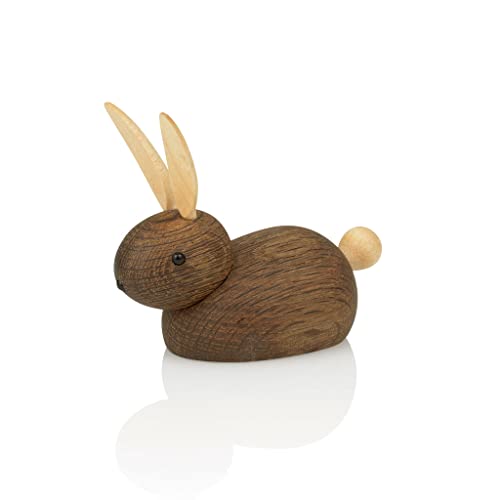 Lucie Kaas Skjode Holzfigur Hase mit Stehohren 5cm, aus geräuchertem Eichenholz mit Ahorn gefertigt, SK02PE von Lucie Kaas