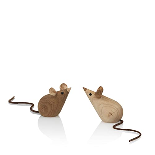 Lucie Kaas Skjode Holzfiguren Mäuse 2er Set 5,5cm, aus Esche und Kastanie gefertigt, SK03, Braun Lucie Kaas Skjode Holzfiguren Mäuse 2er Set 5,5cm, aus Esche und Kastanie gefertigt, SK03, Braun von Lucie Kaas