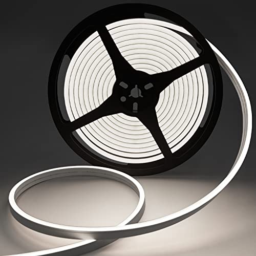Lucienstar LED Strip Weiß, 12V 5M Neon Led Strip,Wasserdicht 6000K Neon LED Streifen, DIY Flexibel Ledband für Innen Aussenbereich Heim Küche Deko（Netzadapter nicht enthalten） von Lucienstar