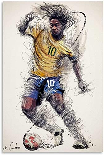 Luck7 Poster Und Gedruckte Legendärer Fußball Ronaldinho für die Esszimmerdekoration Leinwand Malerei Wandkunst Bilder 23.6"x31.5"(60x80cm) Kein Rahmen von Luck7