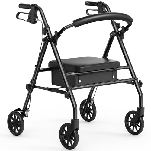 Luckfaith Faltbarer Rollator mit Sitz und Rädern – Leichter 4-Rad-Rollator mit Ablagefach für Senioren und Menschen mit Behinderung, Mobilitätshilfe für Innen- und Außenbereich Luckfaith Faltbarer Rollator mit Sitz und Rädern – Leichter 4-Rad-Rollator mit Ablagefach für Senioren und Menschen mit Behinderung, Mobilitätshilfe für Innen- und Außenbereich von Luckfaith