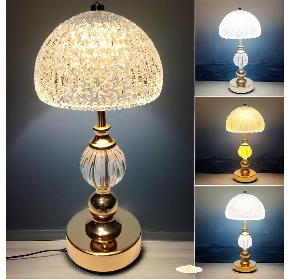 Luckice LED Nachttischlampe Moderne LED Tischlampe–Nachtlicht Nachttischlampe, 2000-mAh-Batterie, dreifarbige Lichtänderung, stufenlose Dimmung, stilvolle Tischleuchte mit einstellbarer Helligkeit & Warmweiß für Schreibtisch, Schlafzimmer, Wohnzimmer  stufenlos dimmbar, augenschonend & energiesparend von Luckice