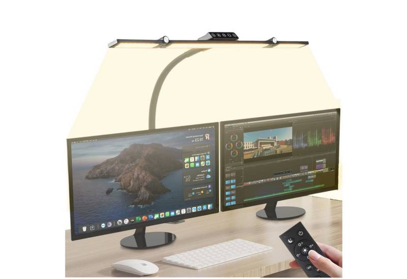 Luckice LED Schreibtischlampe Tischleuchte,LED Nachttischlampe,Tischlampe,Studienlicht, Platzsparende & energieeffiziente Arbeitsleuchte, Antiblaues Licht,kein Bildschirmflimmern,mit Fernbedienung,Touchscreen, Dekorative LED Lampe für Schlafzimmer,Wohnzimmer von Luckice
