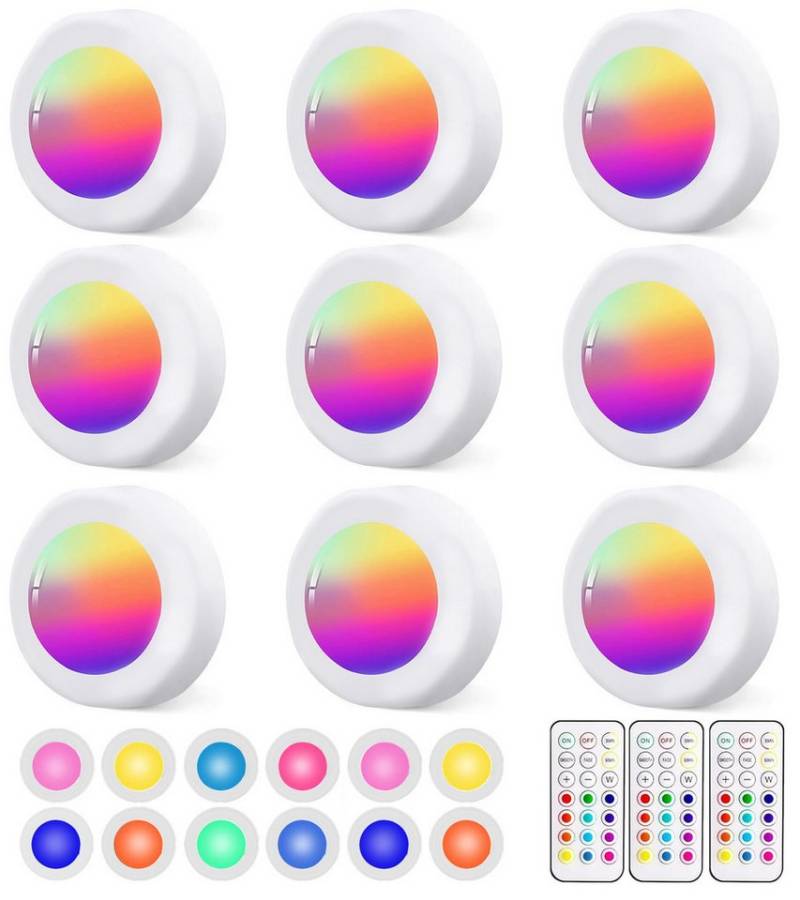 Luckice Unterschrankleuchte 3 Stück Batteriebetrieben LED RGB Spots mit Fernbedienung, RGB mit 13 Farbmodi, 13 Farbwechsel Kabellos Vitrinenbeleuchtung, Dimmbar Unterbauleuchte Küche LED Lampe zum Kleben Schranklicht, Nachtlicht mit Fernbedienung und Timing-Funktion Luckice Unterschrankleuchte 3 Stück Batteriebetrieben LED RGB Spots mit Fernbedienung, RGB mit 13 Farbmodi, 13 Farbwechsel Kabellos Vitrinenbeleuchtung, Dimmbar Unterbauleuchte Küche LED Lampe zum Kleben Schranklicht, Nachtlicht mit Fernbedienung und Timing-Funktion von Luckice