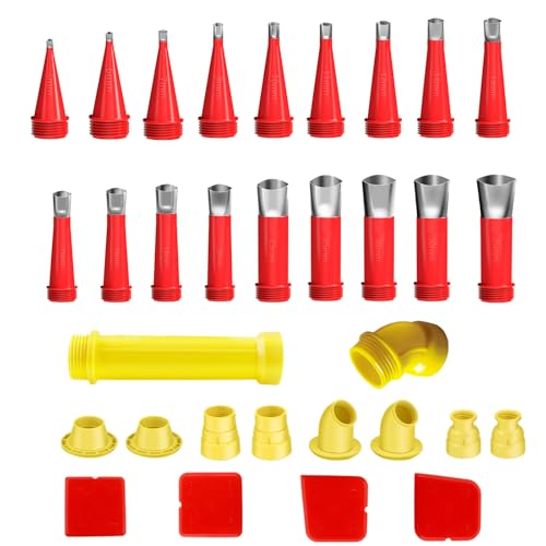 Luckwaii 2024 Neu Universal Integrierte Gummidüse Werkzeug Kit Silikon zum Abdichten, 32 Stück Ein Satz einteiliger Edelstahldüsen Kartuschenspitzen Transparent Silikontüllen für Fenster Badezimmer von Luckwaii