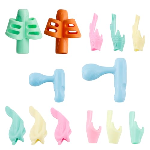 Luckwaii Stiftehalter Kinder Schreibhilfe für Stift Kinder, 13 Stück Ergonomischer Bleistift kinder Bleistiftgriffe Silikon, Schreiben Haltungskorrektur Werkzeug für Bleistifte Kinder im Vorschulalter von Luckwaii