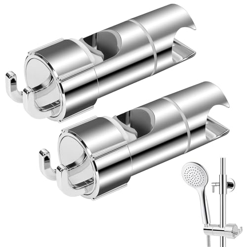 Luckwaii Universal Handbrause Halterung Duschkopf Halter, 2 Stück 360° Drehbar Verstellbarer Duschhalterung für Duschkopf mit 2 Haken, Duschstange Ohne Bohren für 18–25 mm Duschstange, Shower Holder von Luckwaii