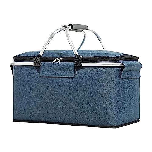 26L Picknickkorb, Thermokorb Einkaufskorb, Isolierter Kühltasche Kühlbox Mit 2 Griffen Isoliertasche Thermotasche Einkaufstasche Picknicktasche Faltbar Für Picknick/Sandstrand/Lebensmitteltransport von Luckxing