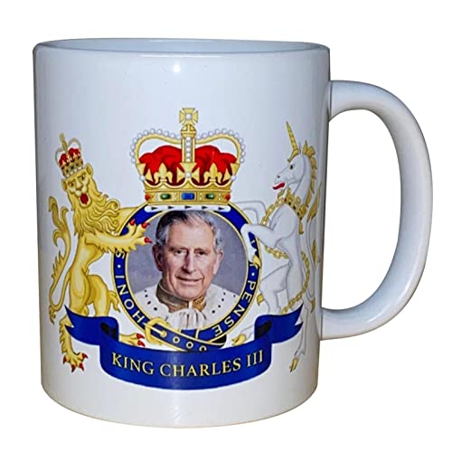 Celebrate King Charles III Becher, Prinz Charles Kaffeetasse, 350ml Keramik Weiße Teetasse, King Charles III Tasse, Vereinigtes Königreich King Charles III Tasse Lustige Kaffeetassen Aus Keramik von Luckxing