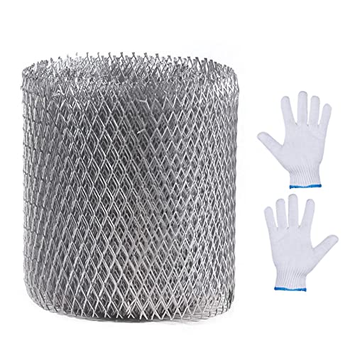 Dachrinnenschutz Matt 6 X 12,7 cm Gitter Abdeckung Laubschutz Dachrinne Schutz Laubfang Laubstop Aluminium Dachrinnen Laubschutz Mit 1 X Paar Handschuhe, Laubfangstreifen Für Regenrinnen von Luckxing