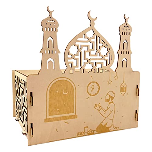 Eid Mubarak Holztablett, Ramadan Eid Mubarak Tabletts Holz Ramadan Gebäck Display Halter Holz Dessert Tablett Ramadan Servierteller Dessert Tablett Display Halter Serviertablett Tischdekor Ornament von Luckxing