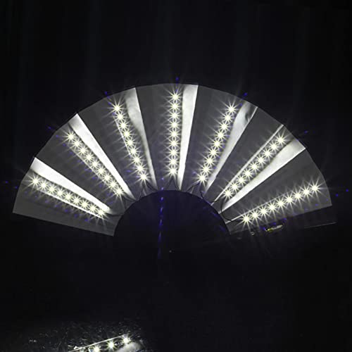 Faltbare Fächer Handfächer, Led Leuchtender Chinesischer Lüfter Led Leuchtet Großer Faltventilator Handfaltventilator Aus Nylongewebe Batteriebetriebene Chinesische Leuchtende Handfächer von Luckxing