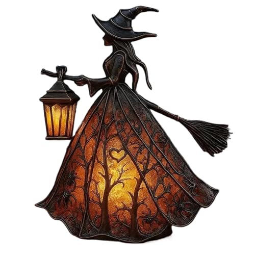 Halloween Hexe Lichtdekoration - Kunstharz Handarbeit Schilder Für Tischdekoration, Halloween Hexen Licht Deko Terrassenfigur Für Bücherregal, Wohnzimmer, Terrasse, Rasen, Arbeitsplatz Und Tischmitte Halloween Hexe Lichtdekoration - Kunstharz Handarbeit Schilder Für Tischdekoration, Halloween Hexen Licht Deko Terrassenfigur Für Bücherregal, Wohnzimmer, Terrasse, Rasen, Arbeitsplatz Und Tischmitte von Luckxing