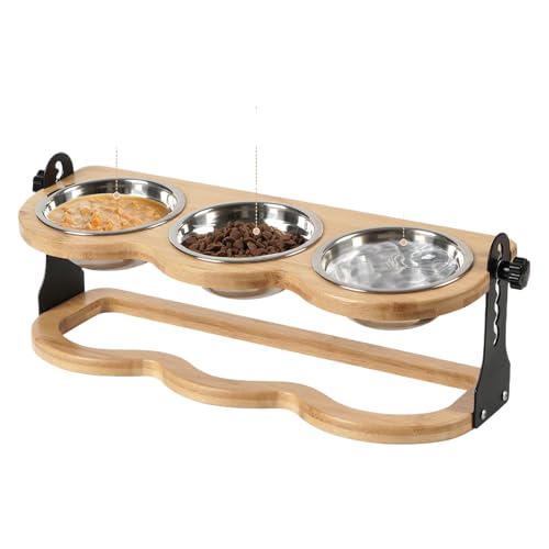Hundefutter Napf Erhöht - Futterset Mit Ständer Inkl. 3 Edelstahlschalen,Schräg Gestellter Napf Wasserspender Haustierzubehör Für Kleine Tiere Hundefutter Napf Erhöht - Futterset Mit Ständer Inkl. 3 Edelstahlschalen,Schräg Gestellter Napf Wasserspender Haustierzubehör Für Kleine Tiere von Luckxing