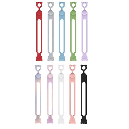 Kabelbinder Für Schnüre | 10 Stück Kabelhalter Set | Praktische wiederverwendbare Kabelhalter zur Ordnung am Schreibtisch im Auto oder auf Reisen von Luckxing