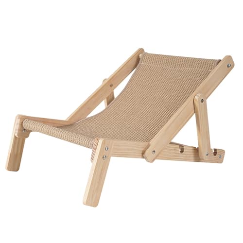 Katzenliege Aus Sisal-Segeltuch, Katzen-Sisal-Stuhl, Verstellbares Katzenbett, Liegestuhl Aus Holz, Katzenstuhl Aus Massivem Holz, Katzen-Hochbett, Verschleißfestes Freizeit-Welpenbett, Katzenkratz von Luckxing