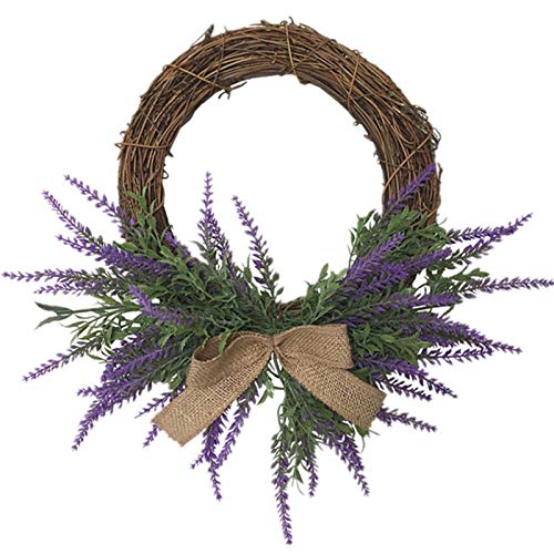 Künstliche Lavendel Kranz Deko, Bowknot Lavendelkranz 40cm Türkranz Lavendelkranz Dekokranz Wandkranz Für Tür Fenster Kamin Wand Outdoor Hochzeit Ganzjährig Deko Für Haustür Wandfenster Dekoration von Luckxing