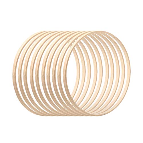 Luckxing 10 Stück Holz Bambus Floral Hoop Set Makramee Craft Hoop Ringe 10cm Traumfänger Ringe Holz Bambus Blumenkranz Makramee Ringe Floral Hoop Set Für DIY Hochzeit Kranz Decor Traumfänger von Luckxing