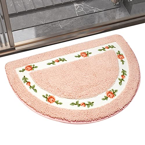 Luckxing Floraler Badezimmerteppich | Traditioneller Teppich mit Rosenblumenblüten,Rosa, weicher Plüsch, zotteliger Badteppich, maschinenwaschbar, trocken, Badematten, Dekor für Badewanne, Dusche von Luckxing