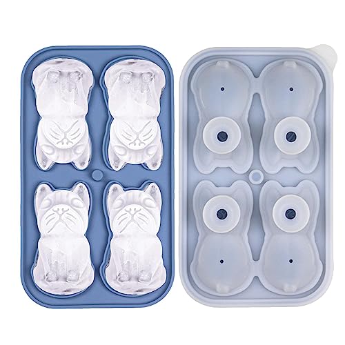 Luckxing Hunde-Eiswürfelform | Formen in Hundeform, wiederverwendbar, Silikon, 4 Mulden,Lustiges, neuartiges Getränketablett in Bulldoggenform für Kaffee, Milch, Tee, gekühlte Getränke, Whiskey Luckxing Hunde-Eiswürfelform | Formen in Hundeform, wiederverwendbar, Silikon, 4 Mulden,Lustiges, neuartiges Getränketablett in Bulldoggenform für Kaffee, Milch, Tee, gekühlte Getränke, Whiskey von Luckxing