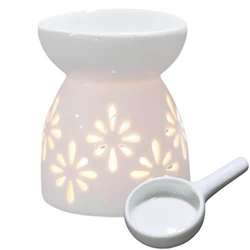 Luckxing Keramik Duftlampe Aromalampe Duftlampe, Keramik-Duftlampe -Diffusor, Dekorativer Wachsschmelzbrenner Mit Kleinem Kerzenlöffel, Kerzenbrenner Für Heimbüro, Trichtermodell von Luckxing