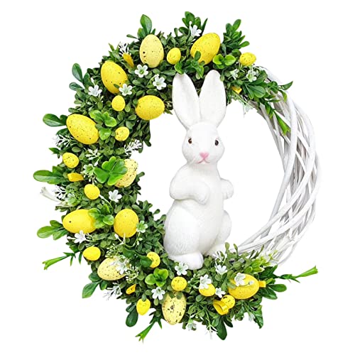 Luckxing Osterkranz Blütenkranz, Türkranz Dekokranz Kranz Ostereier, Ø Ca. 25cm Deko Kranz Osterkranz Frühlingskranz Frühling Ostern Osterdekoration Für Haustür Indoor Outdoor | Girlande schmuck von Luckxing