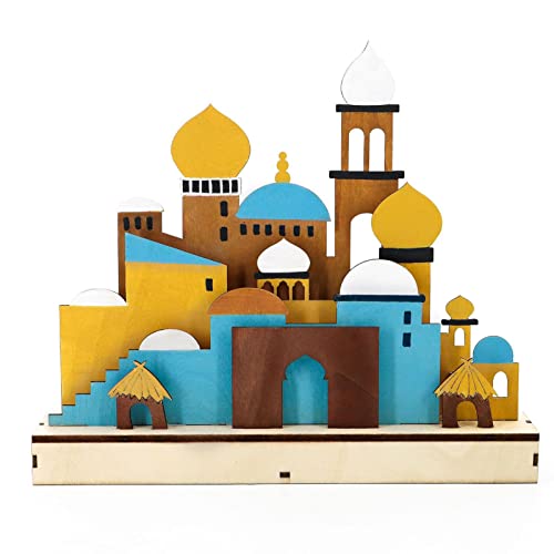 Luckxing Ramadan Deko Ornamente, Moschee Schloss LED Islamischer Palast Eid Mubarak Deko Durchbrochene Hängende Ornamente Eid Islam Muslim Deko EID Nachtlichter von Luckxing