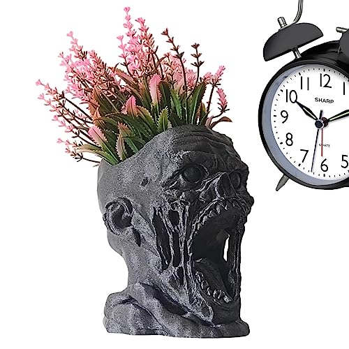 Luckxing Totenkopf Übertopf,Halloween Totenkopf Blumentopf - Abflusslöcher entwerfen Pflanzzubehör für Blumen, Luftpflanzen, Kakteen und Sukkulenten von Luckxing